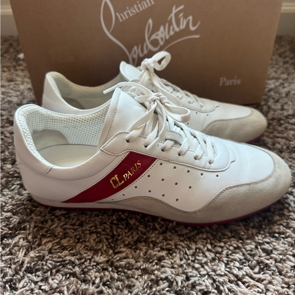 Christian Louboutin women’s White and Red Paris Sneakers